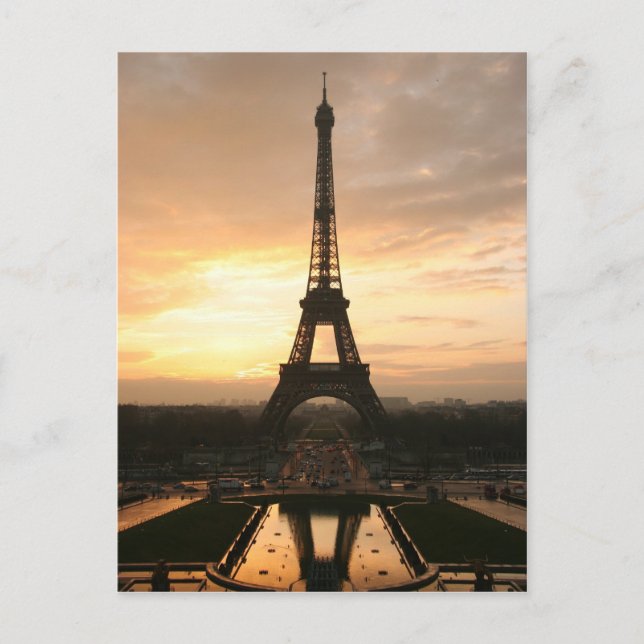 Postal Torre Eiffel al amanecer desde el Trocadero (Anverso)