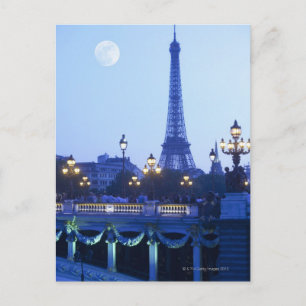 Postal Torre Eiffel al atardecer con amanecer