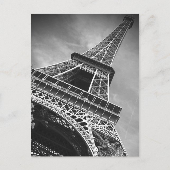 Postal Torre Eiffel Blanca y Negra desde abajo - París (Anverso)
