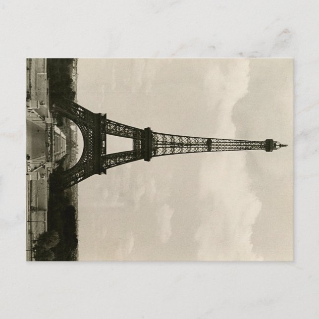 Postal Torre Eiffel Blanca y Negra Vintage (Anverso)