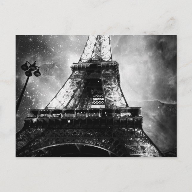Postal Torre Eiffel, blanco y negro (Anverso)