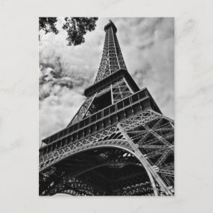 Postal Torre Eiffel de amor París Europa en blanco y negr