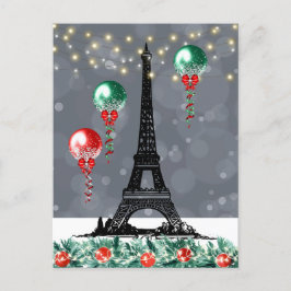Postal Torre Eiffel de Invierno, globos Navidades por noc