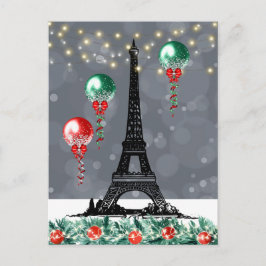 Postal Torre Eiffel de Invierno, globos Navidades por noc