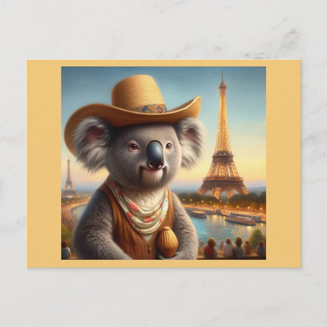 Postal Torre Eiffel de Koala (Anverso)