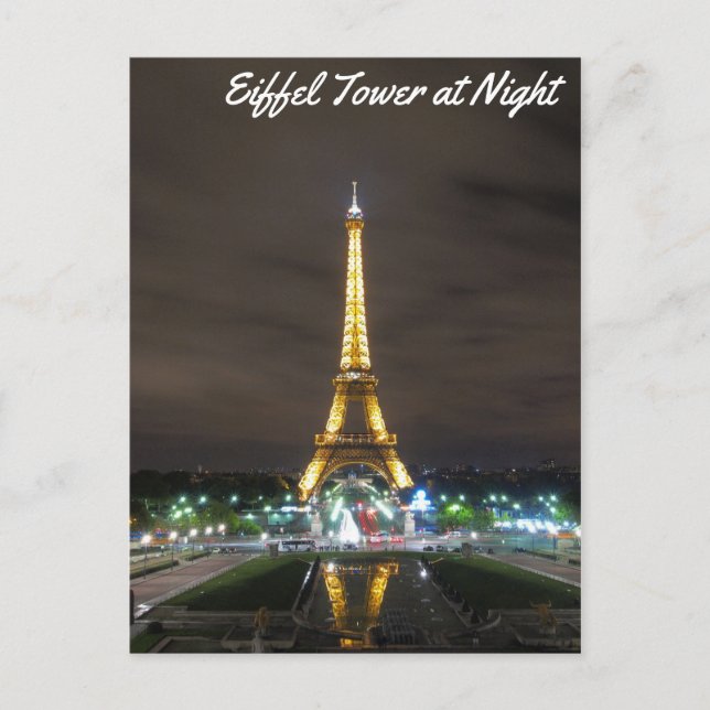 Postal Torre Eiffel de noche (Anverso)