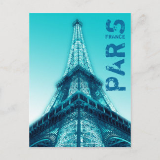 Postal Torre Eiffel de noche París Francia Postcard Azul