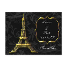 Torre Eiffel de oro Boda francés Gracias