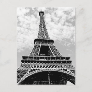 Postal Torre Eiffel de París en blanco y negro