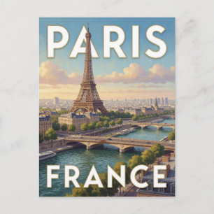 Postal Torre Eiffel de París Icono de Francia Escena embl