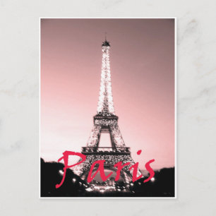 Postal Torre Eiffel de París Rosa