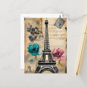 Postal Torre Eiffel de Sepia Vintage