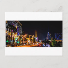 Postal Torre Eiffel del Casino Las Vegas Night Lights Str