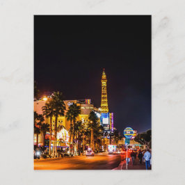 Postal Torre Eiffel del Casino Las Vegas Night Lights Str