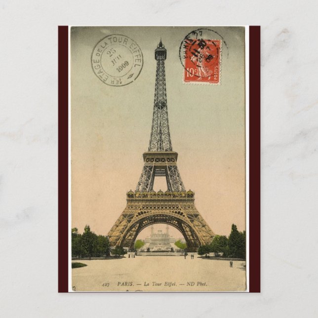 Postal Torre Eiffel del vintage (Anverso)