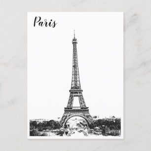 Postal Torre Eiffel en blanco y negro