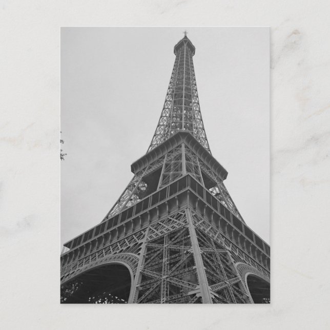 Postal Torre Eiffel en blanco y negro en París (Anverso)