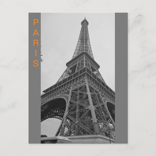 Postal Torre Eiffel en blanco y negro en París Francia Vi (Anverso)