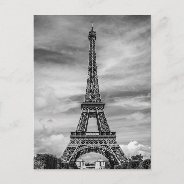 Postal Torre Eiffel en blanco y negro París Ciudad (Anverso)