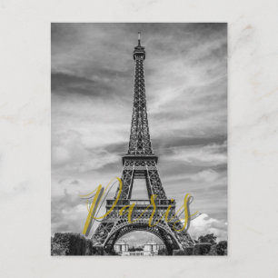 Postal Torre Eiffel en blanco y negro París Francia