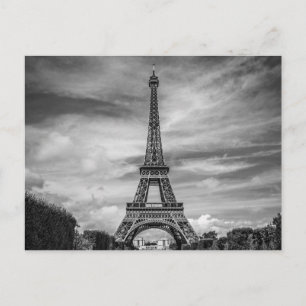 Postal Torre Eiffel en blanco y negro París Francia