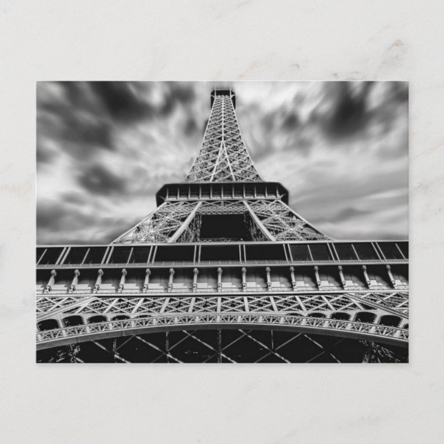 Postal Torre Eiffel en Blanco y Negro París Viaje Francés (Anverso)