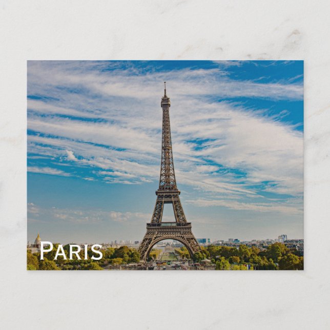 Postal Torre Eiffel en París (Anverso)