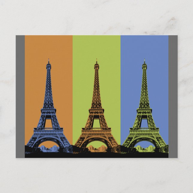 Postal Torre Eiffel en París Tríptico (Anverso)