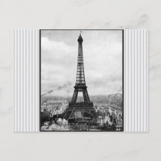 Postal Torre Eiffel En París Vintage A Rayas