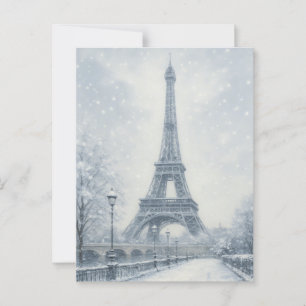 Postal Torre Eiffel Escenario de Invierno París
