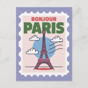 Postal Torre Eiffel icónica de París vintage Ciudad Franc