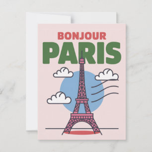 Postal Torre Eiffel icónica retro París Ciudad Francesa