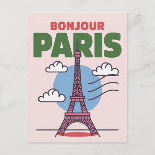 Postal Torre Eiffel icónica retro París Ciudad Francesa