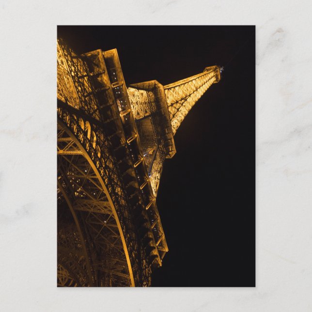 Postal Torre Eiffel iluminada de noche en París (Anverso)