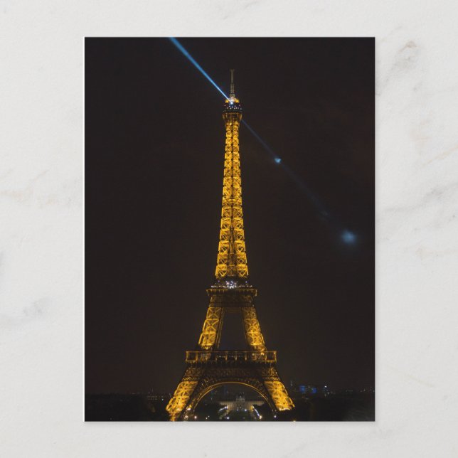 Postal Torre Eiffel Iluminada: París de noche (Anverso)