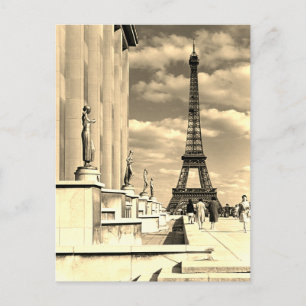 Postal Torre Eiffel palacio Chaillot Francia París vintag