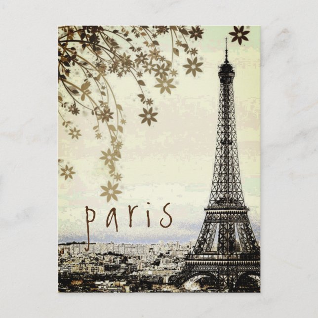 Postal Torre Eiffel Paris City Retro Vintage (Anverso)
