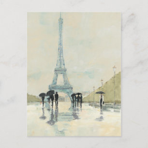 Postal Torre Eiffel   París En Lluvia