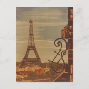Postal Torre Eiffel, París Francia- Acrílico sobre arte d