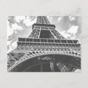 Postal Torre Eiffel, París, Francia en blanco y negro