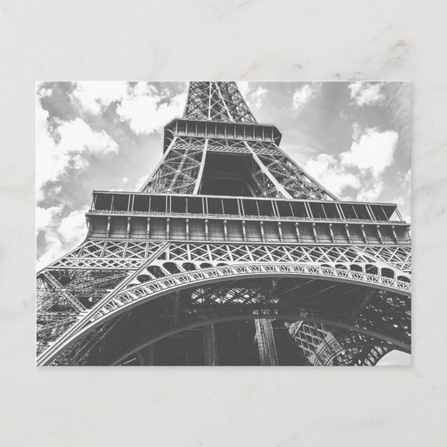 Postal Torre Eiffel, París, Francia en blanco y negro (Anverso)
