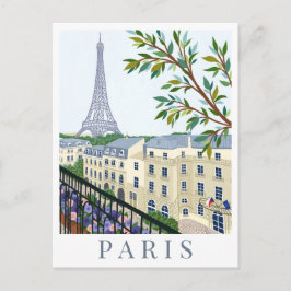 Postal Torre Eiffel París Francia Ilustración de viaje