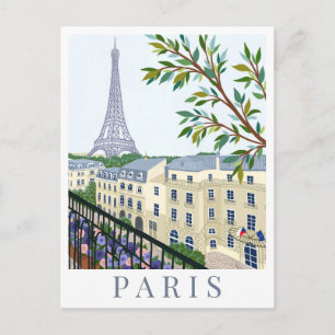 Postal Torre Eiffel París Francia Ilustración de viaje