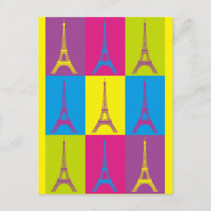Postal Torre Eiffel París Francia Pop Art