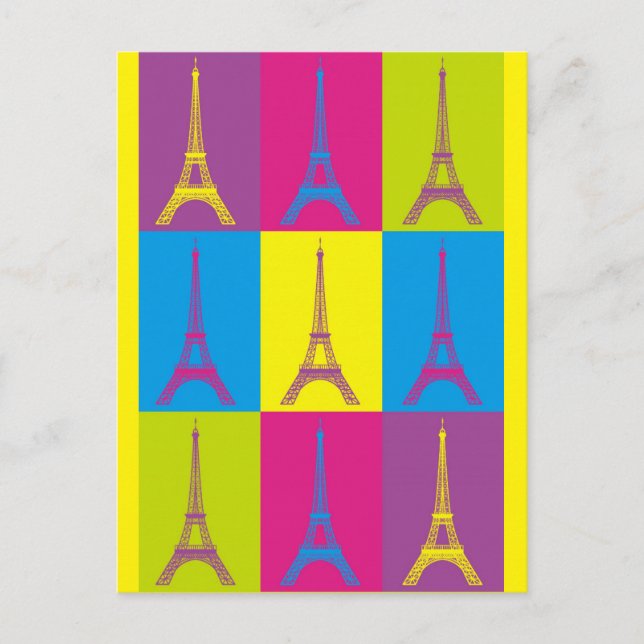 Postal Torre Eiffel París Francia Pop Art (Anverso)