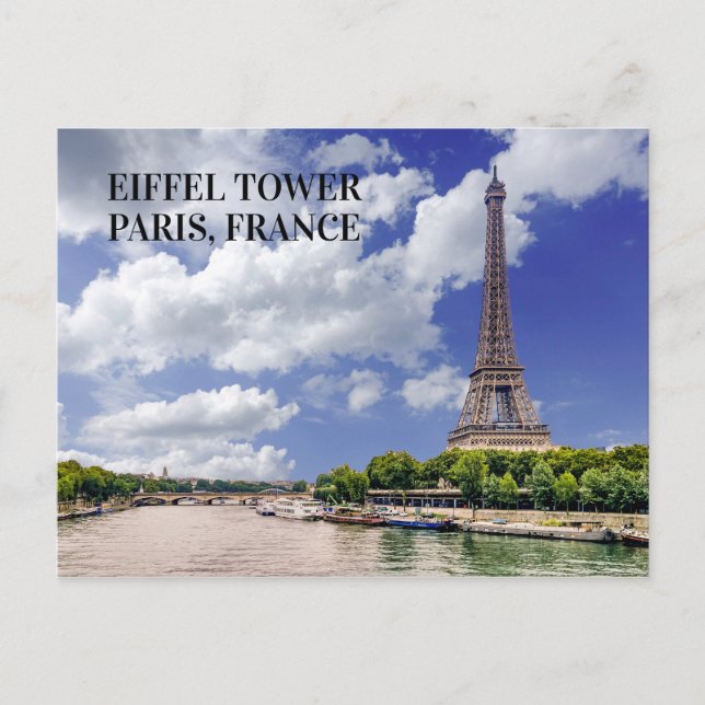 Postal Torre Eiffel París Francia Río Sena (Anverso)