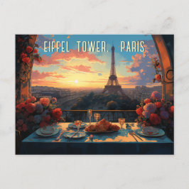 Postal Torre Eiffel París Ilustracion Viajes Arte