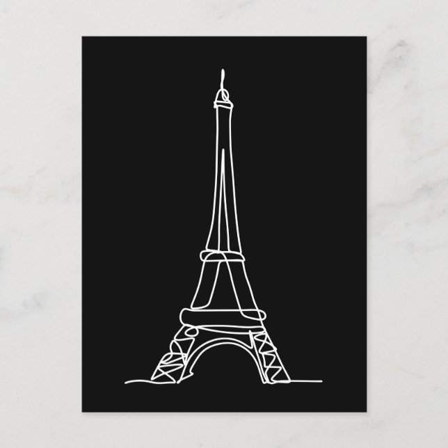 Postal Torre Eiffel París Línea Minimalista Arte (Anverso)