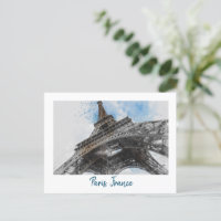 Torre Eiffel Paris Postcard - Viaje Retro Vintage