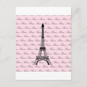 Postal Torre Eiffel París Rosa y Negra